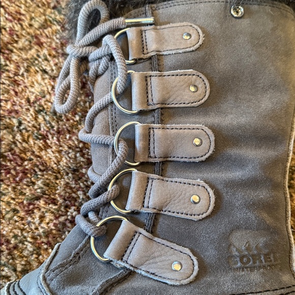 Sorel Joan of Arctic Waterproof Faux Fur Snow Boot Gray Black Women's Size 9 - Picture 7 of 7